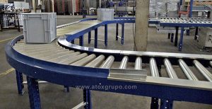 transportadores de rodillos con tramos curvos
